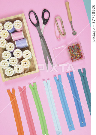 Sewing accessories and needlework concept. Sewing accessories and needlework concept. 37758926