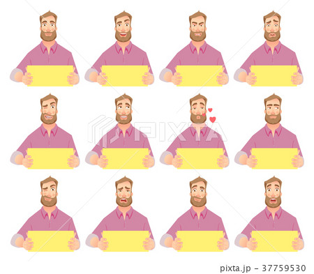 man holding blank paper - set 37759530
