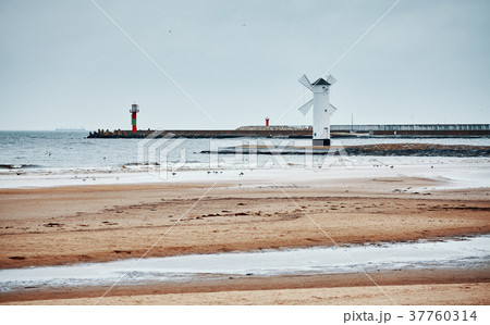 Windmill lighthouse in Swinoujscie, Poland. Windmill lighthouse in Swinoujscie, Poland. 37760314
