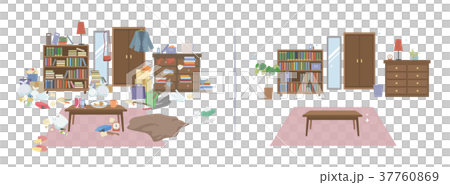 汚部屋 女性のイラスト素材
