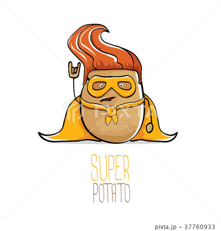 vector funny cartoon cute brown super hero potato 37760933