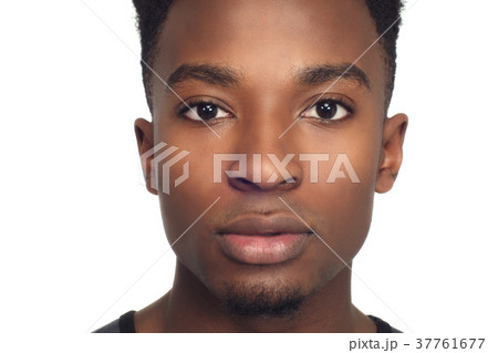 young man face closeup studio white background african man around twenty young man face closeup studio white background african man around twenty 37761677