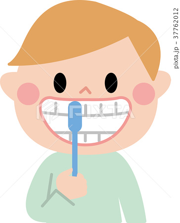 歯磨きする男の子 イラストのイラスト素材