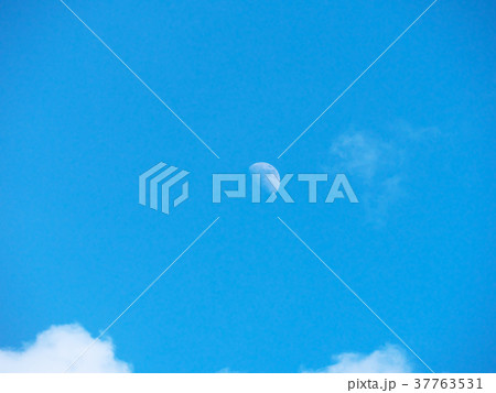 青空と月（2018.1/26）月齢 9 (小潮) 37763531