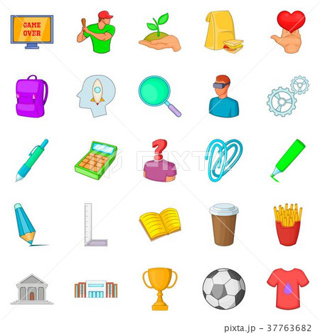 College of sport icons set, cartoon style 37763682