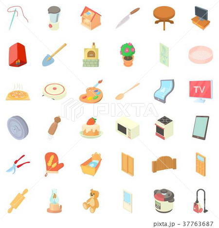 Kitchen icons set, cartoon style 37763687