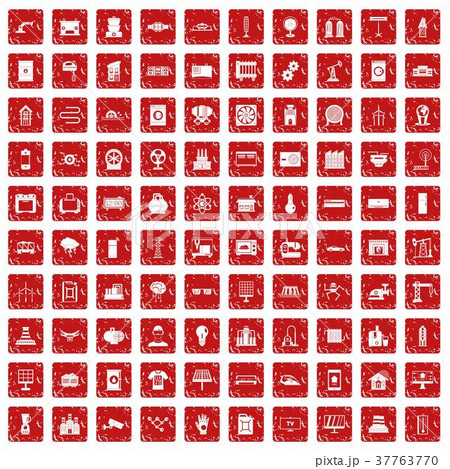 100 electrical engineering icons set grunge red 37763770