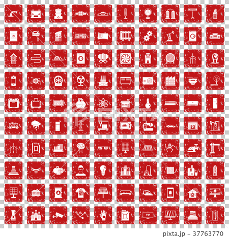 100 electrical engineering icons set grunge red 37763770