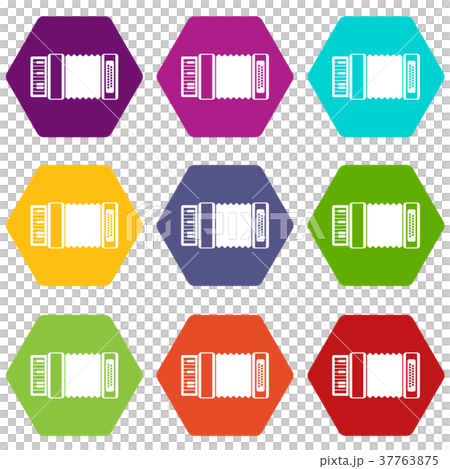 Accordion icon set color hexahedron 37763875