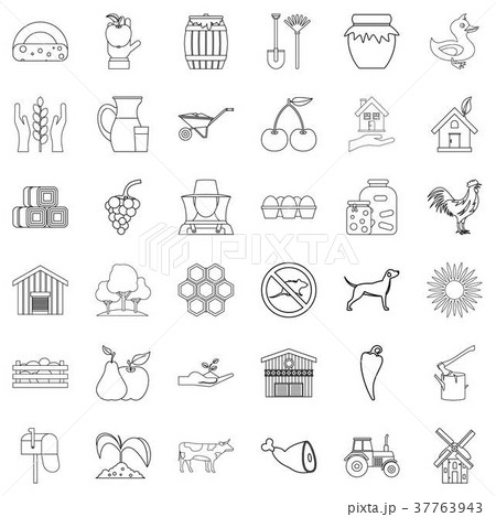 Household icons set, outline style Household icons set, outline style 37763943