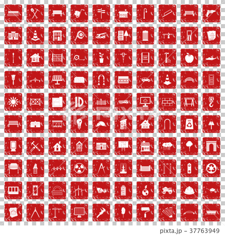100 architecture icons set grunge red 100 architecture icons set grunge red 37763949