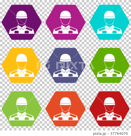 Soldier icon set color hexahedron - Stock Illustration [37764070] - PIXTA