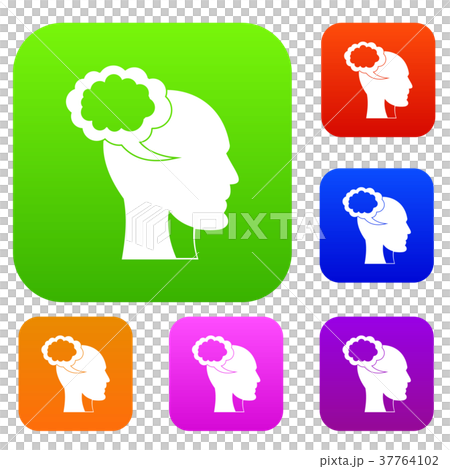 Speech bubble with human head set color collection - Stock Illustration ...