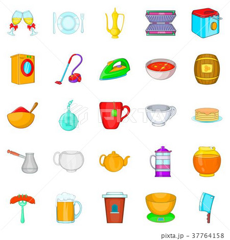 Dinnerware icons set, cartoon style 37764158