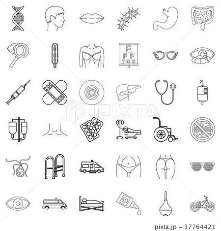 Ambulance icons set, outline style 37764421