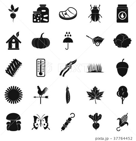 Vegetable market icons set, simple style Vegetable market icons set, simple style 37764452