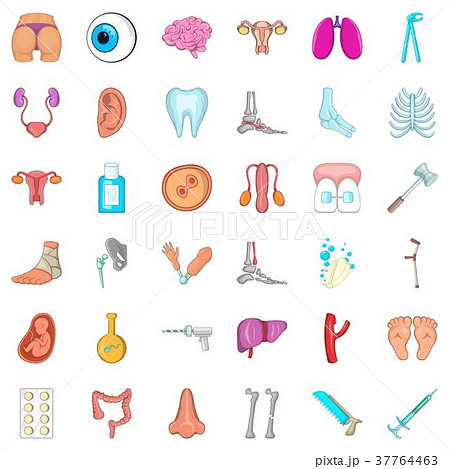 Body icons set, cartoon style Body icons set, cartoon style 37764463