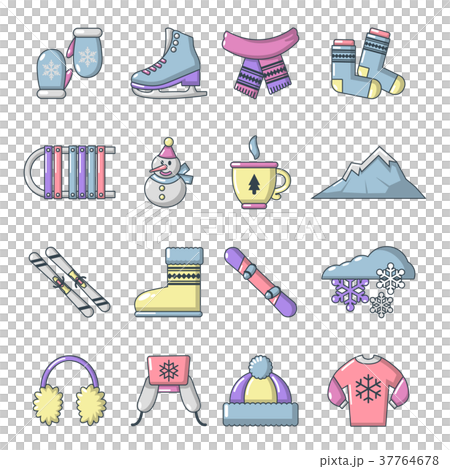 Winter clothes icons set, cartoon style - Stock Illustration [37764678 ...