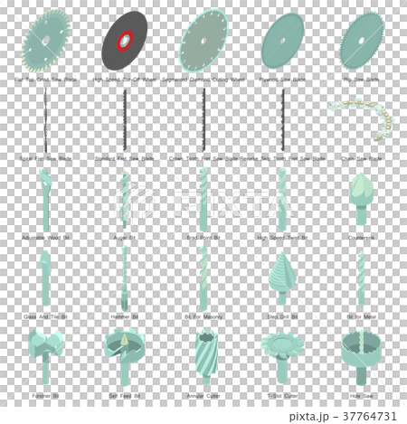 Drill nozzle icons set, isometric style Drill nozzle icons set, isometric style 37764731