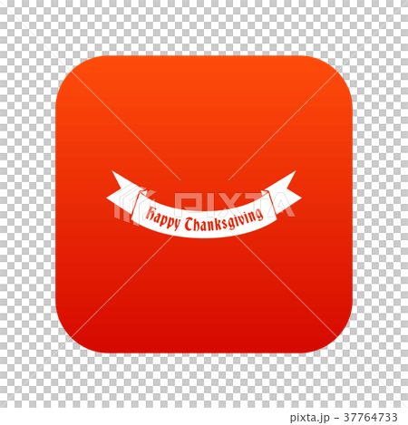 Happy Thanksgiving Day ribbon icon digital red Happy Thanksgiving Day ribbon icon digital red 37764733