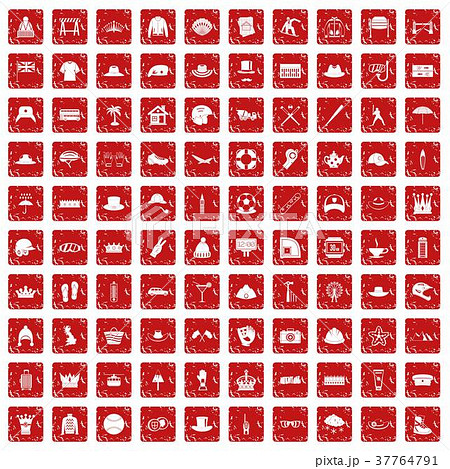100 hat icons set grunge red 100 hat icons set grunge red 37764791