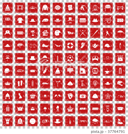 100 hat icons set grunge red 100 hat icons set grunge red 37764791