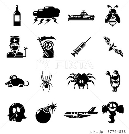 Fears phobias icons set, simple style Fears phobias icons set, simple style 37764838