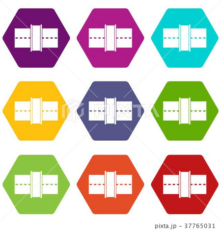 Road icon set color hexahedron Road icon set color hexahedron 37765031