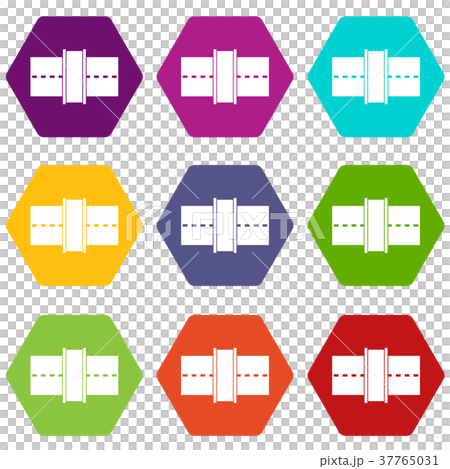 Road icon set color hexahedron Road icon set color hexahedron 37765031