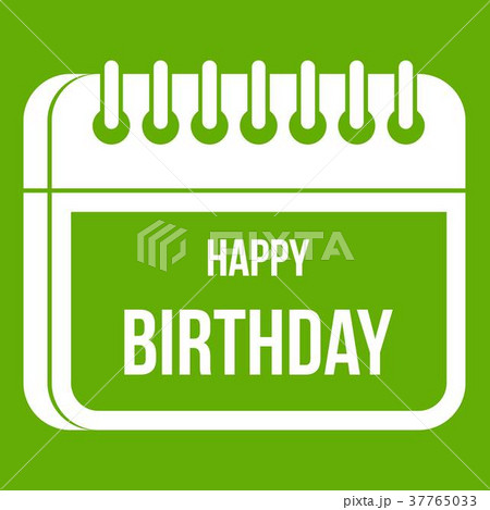 Calendar happy birthday icon green 37765033