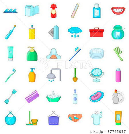 Toothpaste icons set, cartoon style Toothpaste icons set, cartoon style 37765057