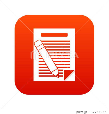 Paper and pencil icon digital red Paper and pencil icon digital red 37765067