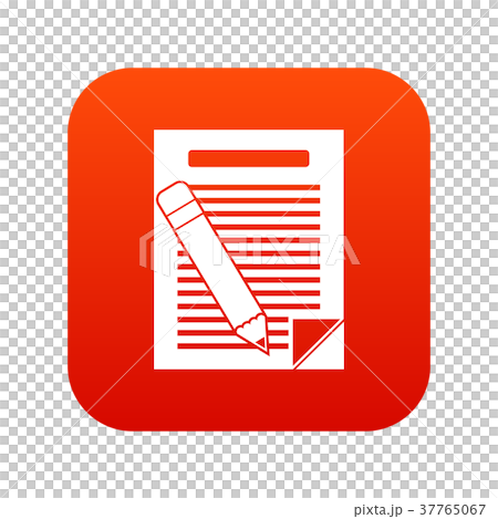 Paper and pencil icon digital red Paper and pencil icon digital red 37765067