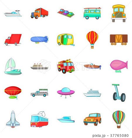 Getting around the world icons set, cartoon style 37765080