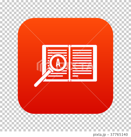 Magnifying glass over open book icon digital red 37765140