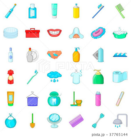 Hygiene icons set, cartoon style 37765144