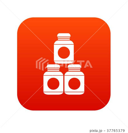 Sport nutrition containers icon digital red 37765379