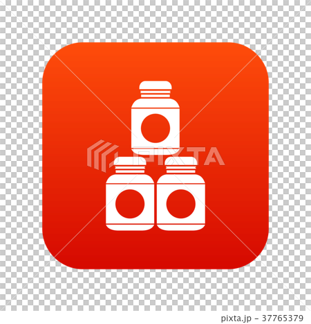 Sport nutrition containers icon digital red 37765379