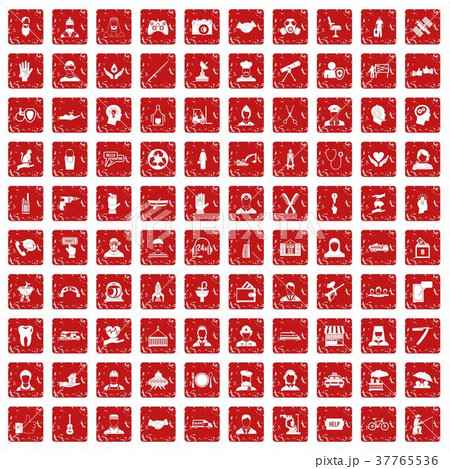 100 human resources icons set grunge red 37765536