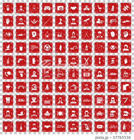 100 human resources icons set grunge red 37765536