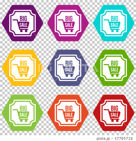 Big sale sticker icon set color hexahedron 37765718