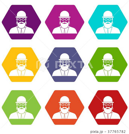 Orthodox jew icon set color hexahedron 37765782