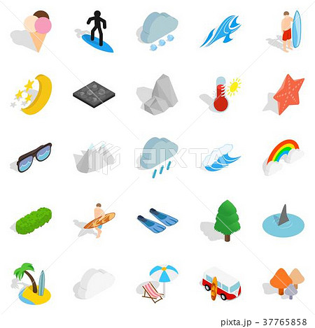 Water hangout icons set, isometric style 37765858