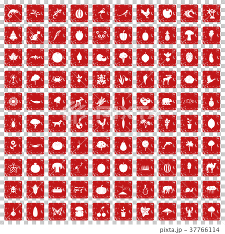 100 live nature icons set grunge red 37766114
