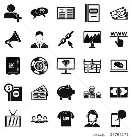 Viral video icons set, simple style 37766171