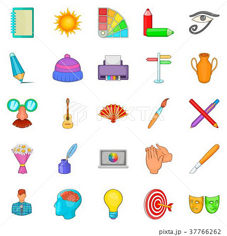 Craftsman icons set, cartoon style 37766262