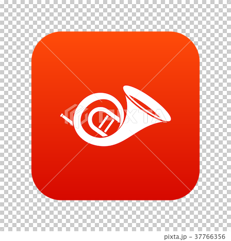 French horn icon digital red 37766356