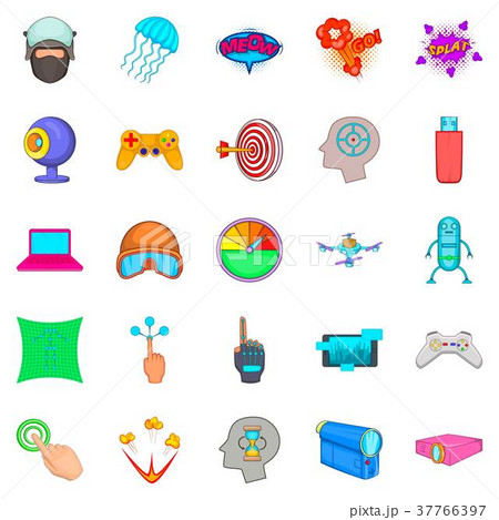 Virtual icons set, cartoon style 37766397