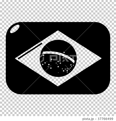 Brazilian flag icon, simple black style 37766499