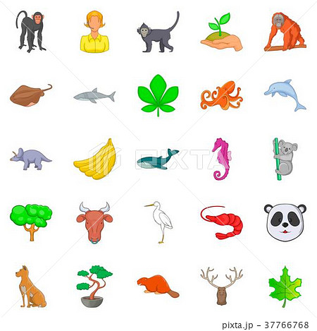Biotic icons set, cartoon style Biotic icons set, cartoon style 37766768